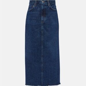 Agolde Hilla Denim Maxi Skirt Dark Blue